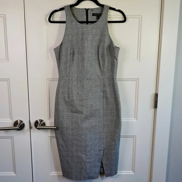 Banana Republic Plaid Stretch Racer-Neck Sheath Dress Size 6 - Picture 1 of 6